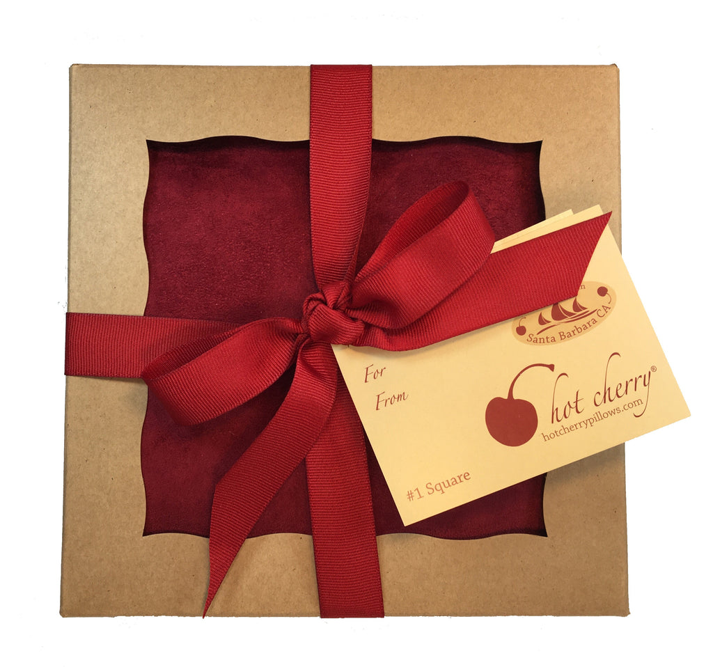 The Amélie – Menstrual Phase Square Pillow in Plush Cherry Ultra-Suede