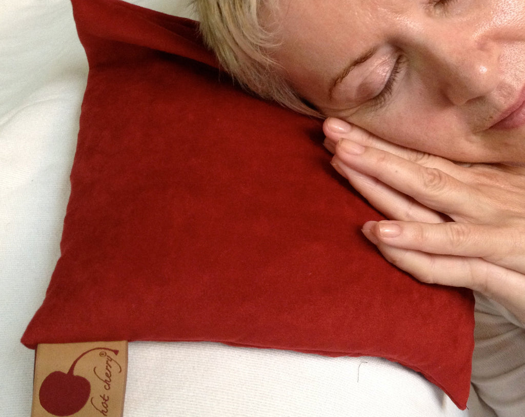 The Amélie – Menstrual Phase Square Pillow in Plush Cherry Ultra-Suede