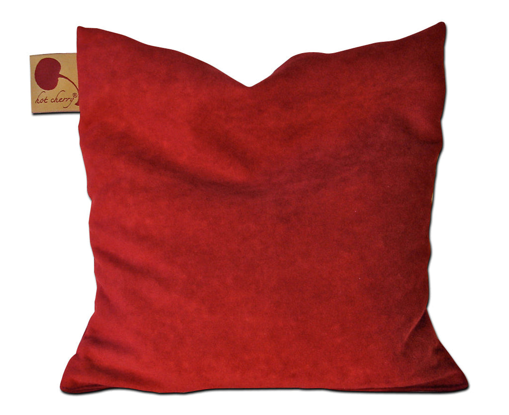 The Amélie – Menstrual Phase Square Pillow in Plush Cherry Ultra-Suede