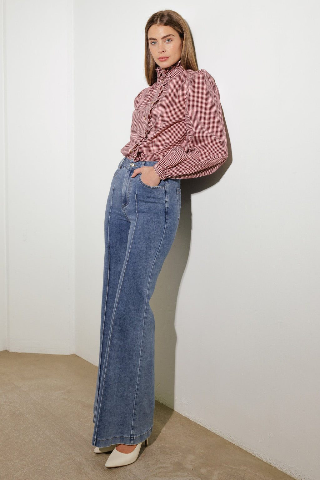 The Reya – Stretch Denim Wide-Leg Pant