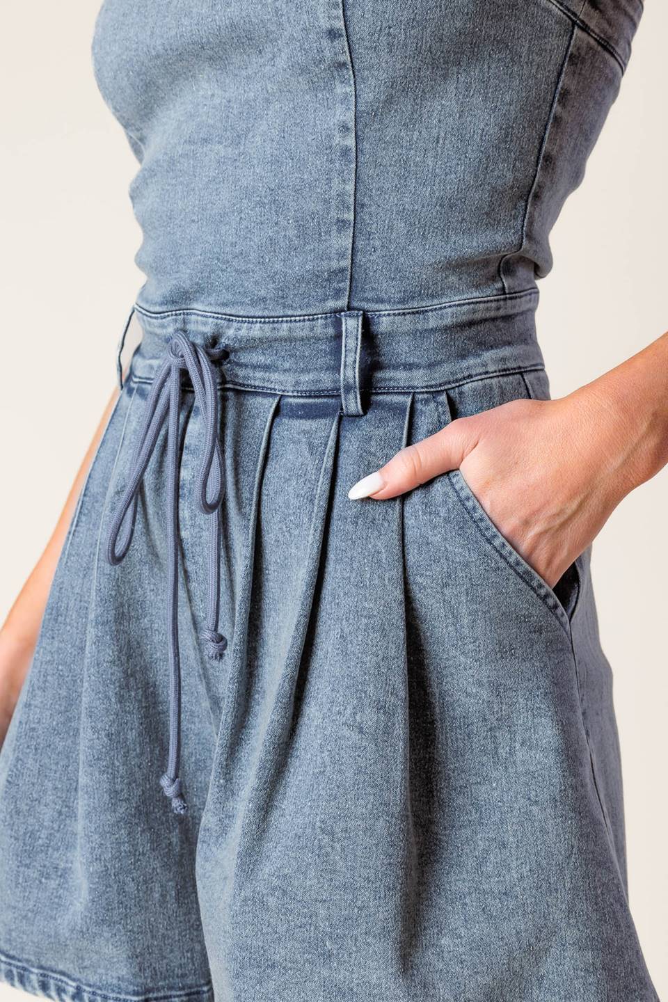 The Roxy – Strapless Denim Romper