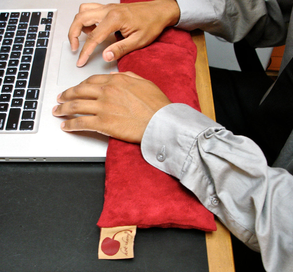 The Celine – Menstrual Phase Neck Wrap in Plush Cherry Ultra-Suede